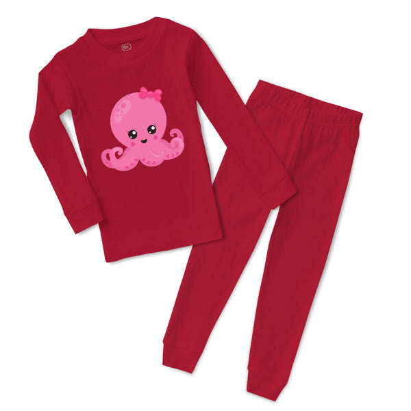 Baby & Toddler Pajamas Pink Octopus Bow Ocean Sea Life Sleeper Pajamas Set