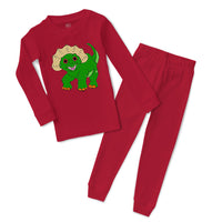 Baby & Toddler Pajamas Smiling Red Dinosaur Sleeper Pajamas Set Cotton