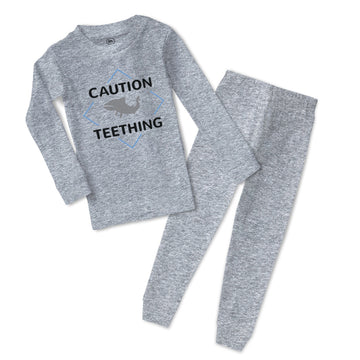 Baby & Toddler Pajamas Caution: Teething Shark Funny Humor Sleeper Pajamas Set