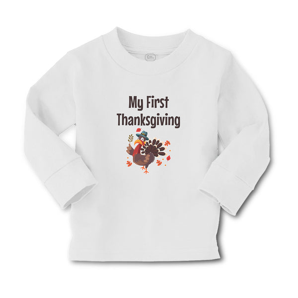 Baby Clothes Thanksgiving Day Turkey Bird in Pilgrim Hat Holds Leaves Cotton - Cute Rascals
