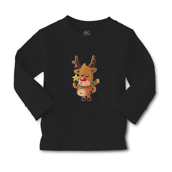 Baby Clothes Merry Christmas Cute Deer Wearing Scarf and Holding Star Cotton - Cute Rascals
