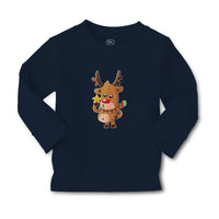 Baby Clothes Merry Christmas Cute Deer Wearing Scarf and Holding Star Cotton - Cute Rascals