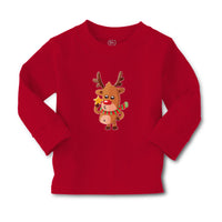 Baby Clothes Merry Christmas Cute Deer Wearing Scarf and Holding Star Cotton - Cute Rascals