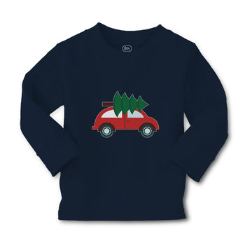Baby Clothes Red Car and Green Christmas Tree on Roof Boy & Girl Clothes Cotton