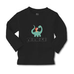 Baby Clothes Believe A Girl Sitting on An Cute Baby Brontosaurus Dinosaur Cotton - Cute Rascals