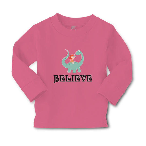 Baby Clothes Believe A Girl Sitting on An Cute Baby Brontosaurus Dinosaur Cotton - Cute Rascals