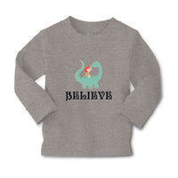 Baby Clothes Believe A Girl Sitting on An Cute Baby Brontosaurus Dinosaur Cotton - Cute Rascals