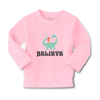 Baby Clothes Believe A Girl Sitting on An Cute Baby Brontosaurus Dinosaur Cotton - Cute Rascals