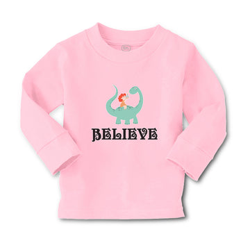 Baby Clothes Believe A Girl Sitting on An Cute Baby Brontosaurus Dinosaur Cotton