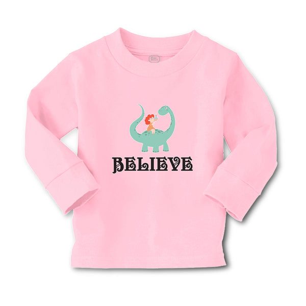 Baby Clothes Believe A Girl Sitting on An Cute Baby Brontosaurus Dinosaur Cotton - Cute Rascals
