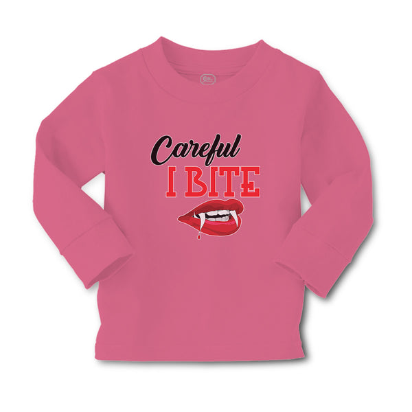 Baby Clothes Halloween Warns Careful I Bite with Mouth, Red Lips and Sharp Teeth - Cute Rascals