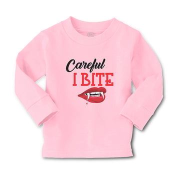 Baby Clothes Halloween Warns Careful I Bite with Mouth, Red Lips and Sharp Teeth