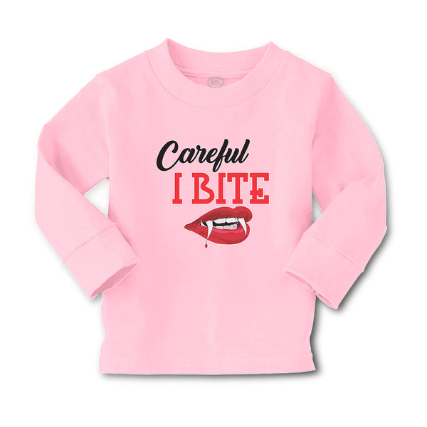 Baby Clothes Halloween Warns Careful I Bite with Mouth, Red Lips and Sharp Teeth - Cute Rascals