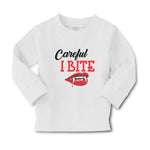 Baby Clothes Halloween Warns Careful I Bite with Mouth, Red Lips and Sharp Teeth - Cute Rascals