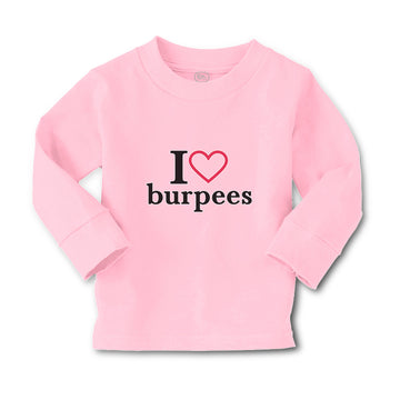 Baby Clothes I Love Burpees with Red Heart Outline Boy & Girl Clothes Cotton