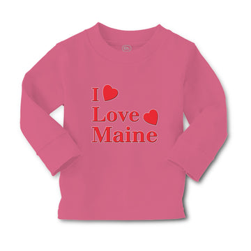 Baby Clothes I Love Maine with Red Hearts Boy & Girl Clothes Cotton