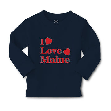 Baby Clothes I Love Maine with Red Hearts Boy & Girl Clothes Cotton