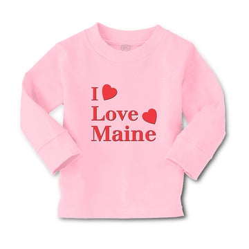 Baby Clothes I Love Maine with Red Hearts Boy & Girl Clothes Cotton