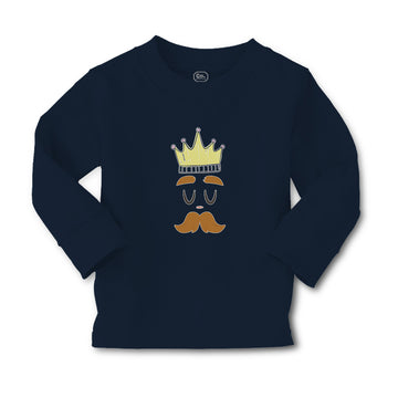 Baby Clothes King The Ruler with Closed Eyes, Mustache and Crown on Head Cotton