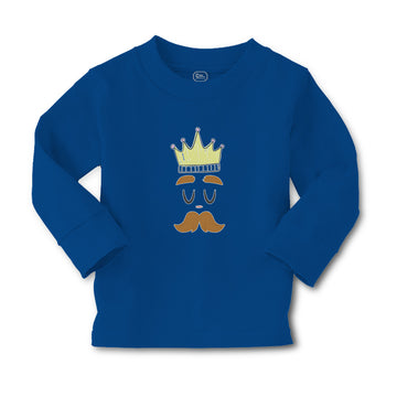 Baby Clothes King The Ruler with Closed Eyes, Mustache and Crown on Head Cotton