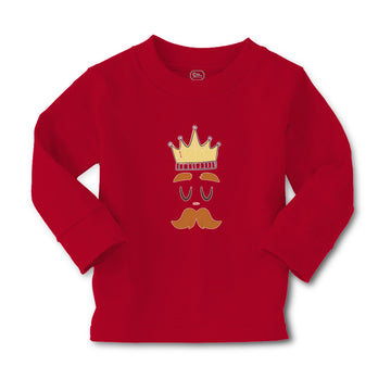 Baby Clothes King The Ruler with Closed Eyes, Mustache and Crown on Head Cotton