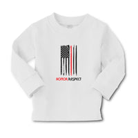 Baby Clothes Sign Honor Respect Firefighters Usa Flag Thin Red Line Cotton - Cute Rascals