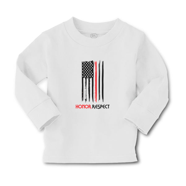 Baby Clothes Sign Honor Respect Firefighters Usa Flag Thin Red Line Cotton - Cute Rascals