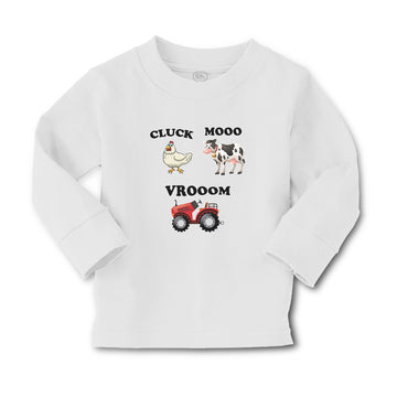 Baby Clothes Cluck Mooo Vrooom with Farmer Tractor, Hen and Cow Cotton