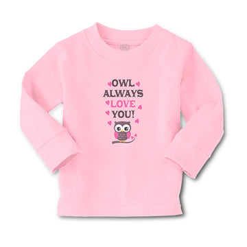 Baby Clothes Owl Always Love You! Bird with Little Pink Hearts Cotton