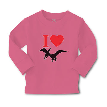 Baby Clothes An Flying Silhouette Pterodactyl Dinosaur with Red Heart Cotton