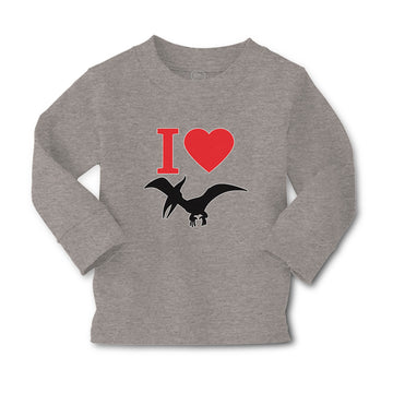 Baby Clothes An Flying Silhouette Pterodactyl Dinosaur with Red Heart Cotton