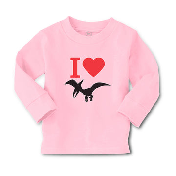 Baby Clothes An Flying Silhouette Pterodactyl Dinosaur with Red Heart Cotton