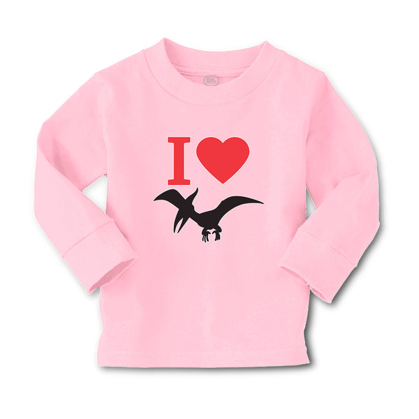 Baby Clothes An Flying Silhouette Pterodactyl Dinosaur with Red Heart Cotton - Cute Rascals