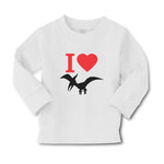 Baby Clothes An Flying Silhouette Pterodactyl Dinosaur with Red Heart Cotton - Cute Rascals