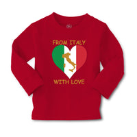 Baby Clothes From Italy with Love Heart Flag Map Countries Flag Cotton - Cute Rascals