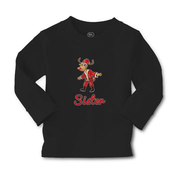 Baby Clothes Sister and A Deer in An Christmas Santa Claus's Costume with Horns