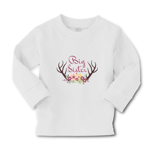 Baby Clothes Big Sister with Wreath of Flowers and Deer Horns Boy & Girl Clothes - Cute Rascals