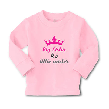Baby Clothes Big Sister to A Little Mister with Pink Crown Boy & Girl Clothes