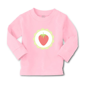 Baby Clothes Red Strawberry in Green Circle Food and Beverages Fruit Cotton