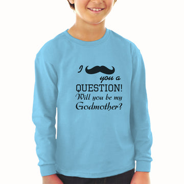 Baby Clothes I You A Question Will You Be My Godmother with Silhouette Mustache