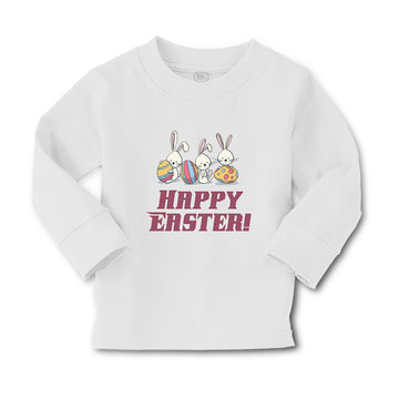 Baby Clothes Happy Easter! 3 Rabbit with Easter Colourful Eggs Cotton