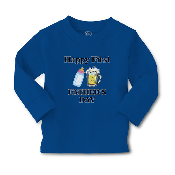 Baby Clothes Happy First Father's Days with Beer Glass and Feeding Bottle Cotton - Cute Rascals