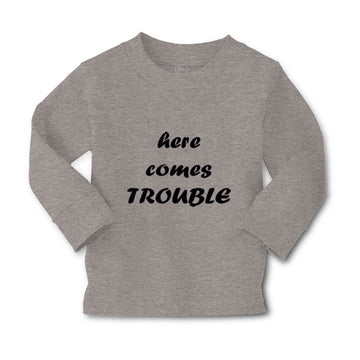 Baby Clothes Here Comes Trouble Style B Funny Humor Boy & Girl Clothes Cotton