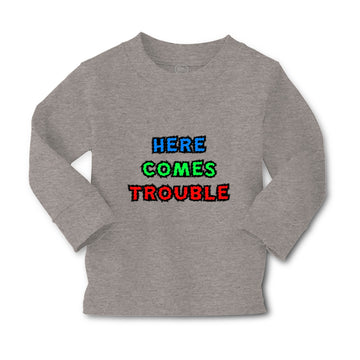 Baby Clothes Here Comes Trouble Style C Funny Humor Boy & Girl Clothes Cotton
