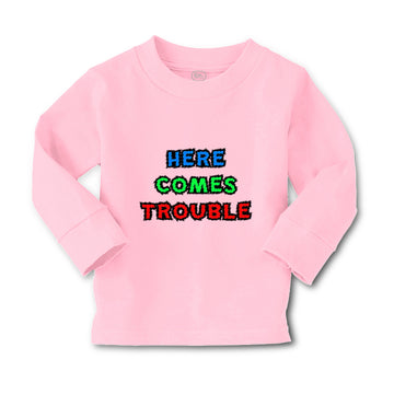 Baby Clothes Here Comes Trouble Style C Funny Humor Boy & Girl Clothes Cotton