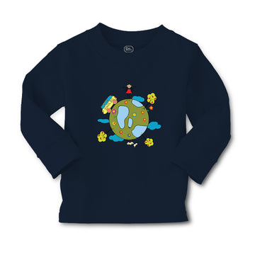 Baby Clothes Earth Globe with Bus Children Funny & Novelty Funny Cotton