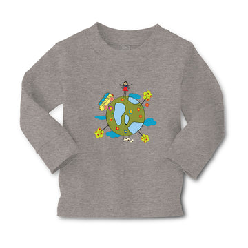 Baby Clothes Earth Globe with Bus Children Funny & Novelty Funny Cotton