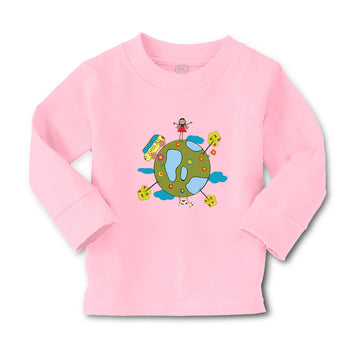 Baby Clothes Earth Globe with Bus Children Funny & Novelty Funny Cotton