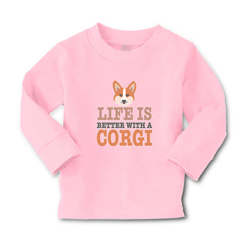 Baby Clothes Life Is Better with A Corgi Dog with Face Boy & Girl Clothes Cotton
