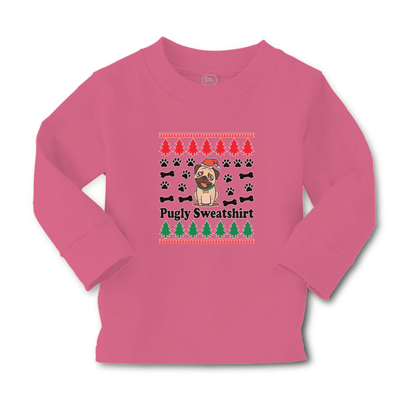 Baby Clothes Pugly Sweatshirt Dog with Christmas Hat and Bones and Paw Cotton - Cute Rascals